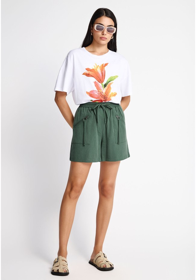 Γυναικείο βαμβακερό loose t-shirt με τύπωμα