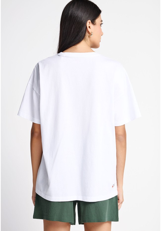 Γυναικείο βαμβακερό loose t-shirt με τύπωμα