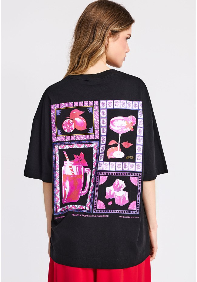 Γυναικείο βαμβακερό t-shirt με τύπωμα στην πλάτη