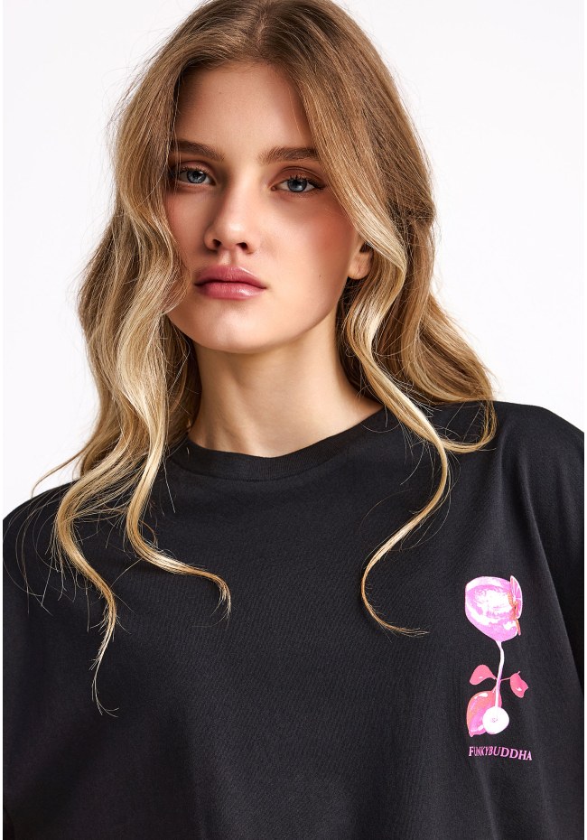 Γυναικείο βαμβακερό t-shirt με τύπωμα στην πλάτη
