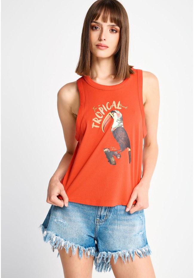 Γυναικείο βαμβακερό tank top με τύπωμα