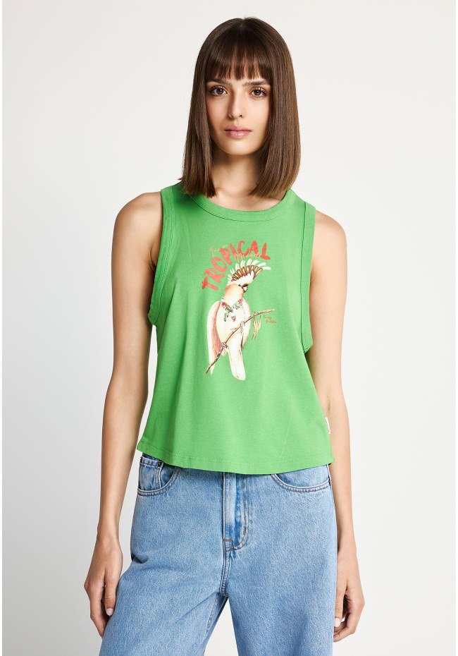 Women's cotton sleeveless top with print