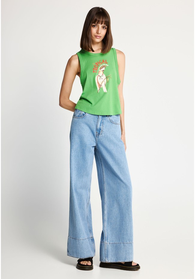 Women's cotton sleeveless top with print