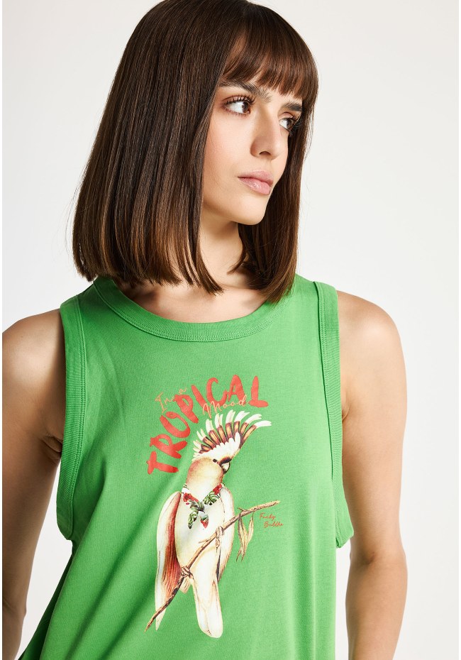 Women's cotton sleeveless top with print