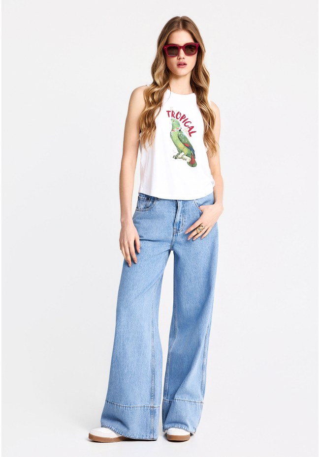 Women's cotton sleeveless top with print