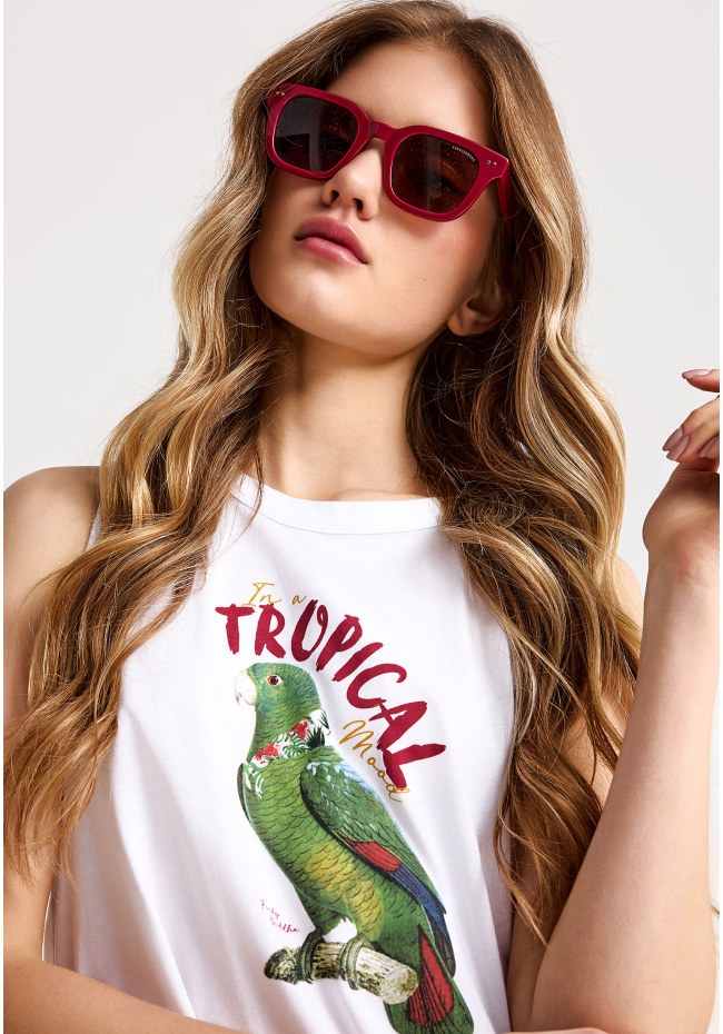 Women's cotton sleeveless top with print