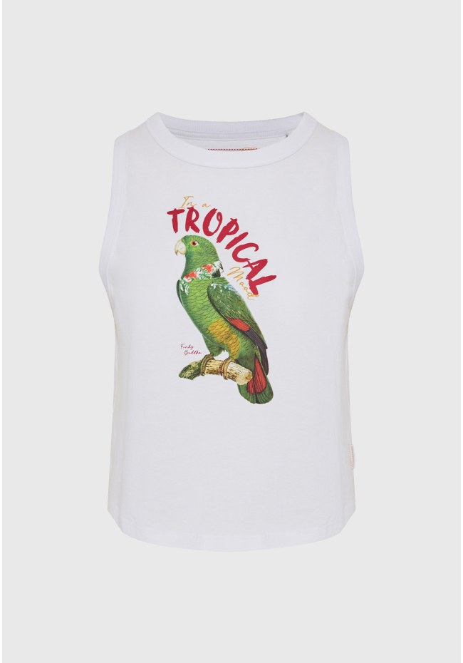 Women's cotton sleeveless top with print
