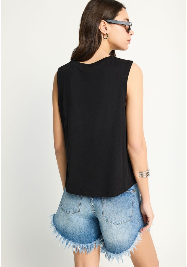 Women's cotton sleeveless top with print