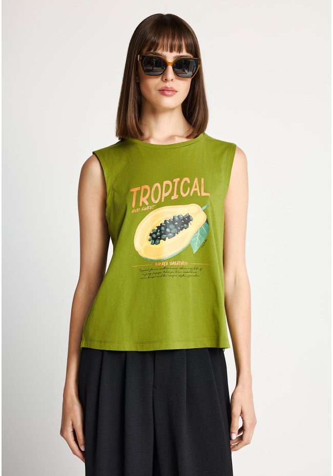 Γυναικείο βαμβακερό tank top με τύπωμα