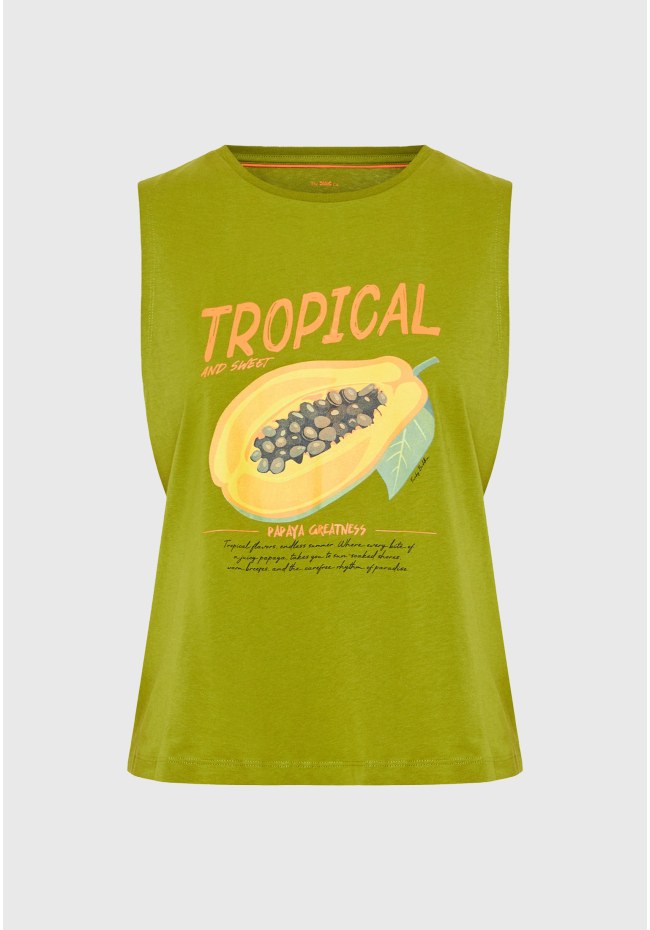 Women's cotton sleeveless top with print