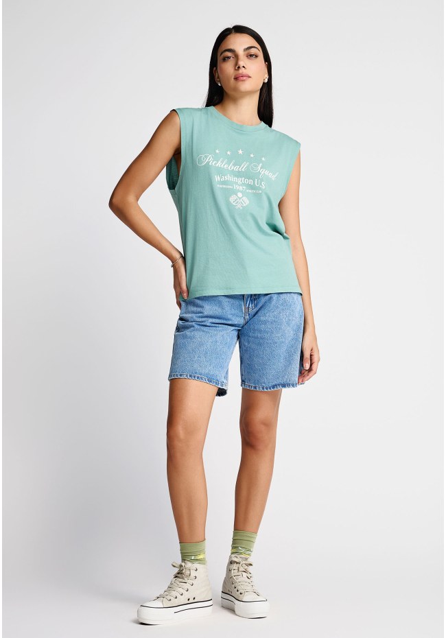 Women's cotton sleeveless top with print