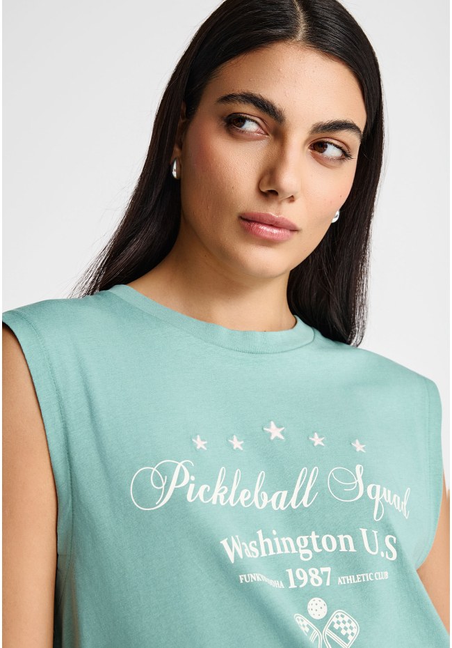Women's cotton sleeveless top with print