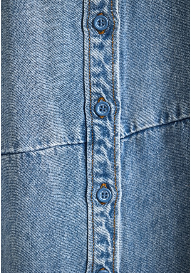 Γυναικείο relaxed denim φόρεμα με ασύμμετρο τελειώμα