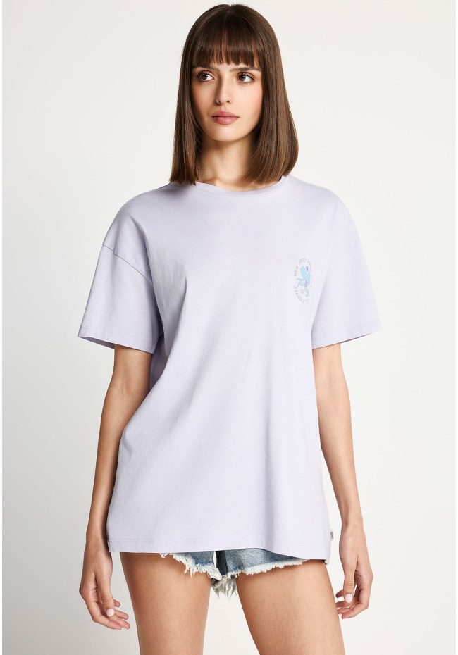 Γυναικείο βαμβακερό t-shirt με τύπωμα στην πλάτη