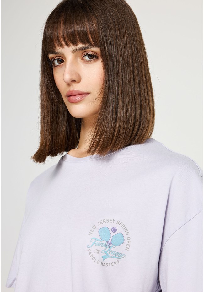 Γυναικείο βαμβακερό t-shirt με τύπωμα στην πλάτη