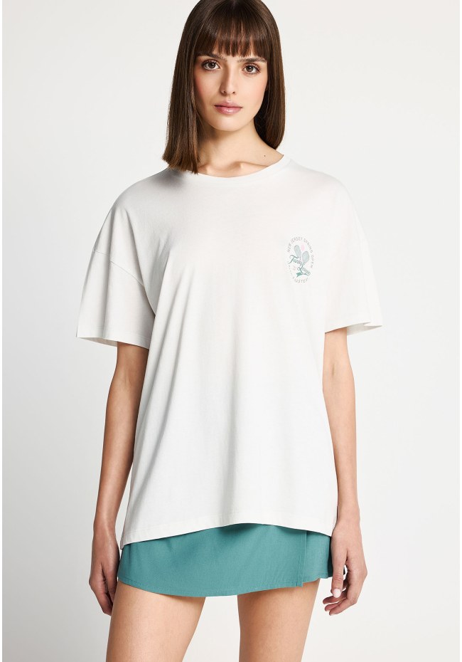 Γυναικείο βαμβακερό t-shirt με τύπωμα στην πλάτη