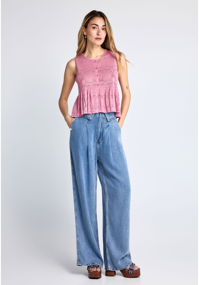 Γυναικείο παντελόνι απο lyocell με όψη denim