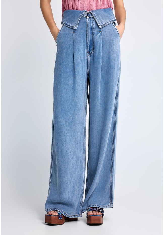 Γυναικείο παντελόνι απο lyocell με όψη denim