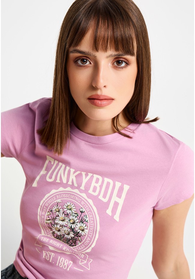 Γυναικείο βαμβακερό t-shirt με τύπωμα