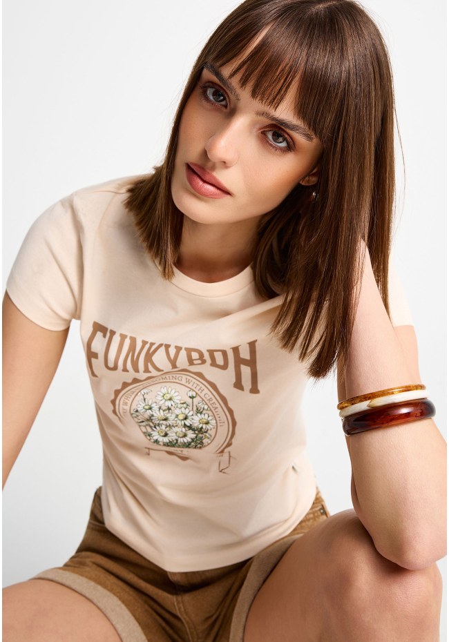 Γυναικείο βαμβακερό t-shirt με τύπωμα