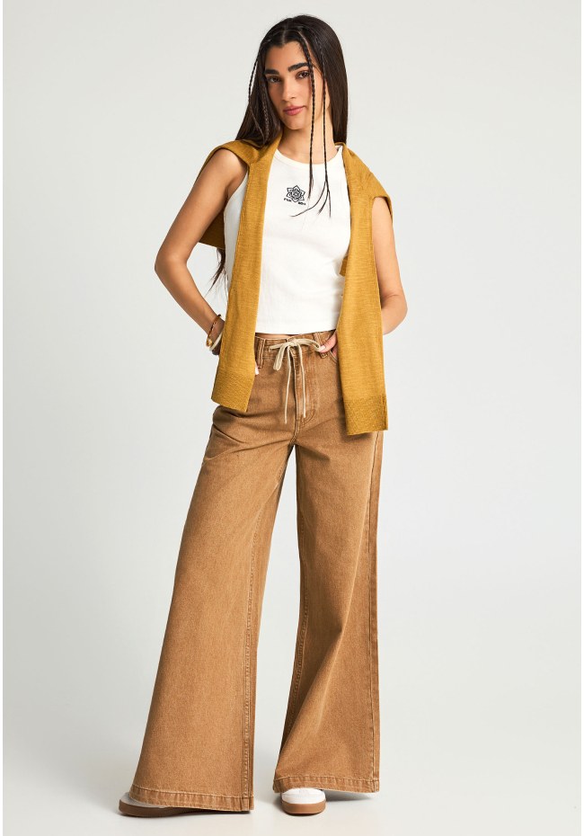 Γυναικείο wide leg jean παντελόνι