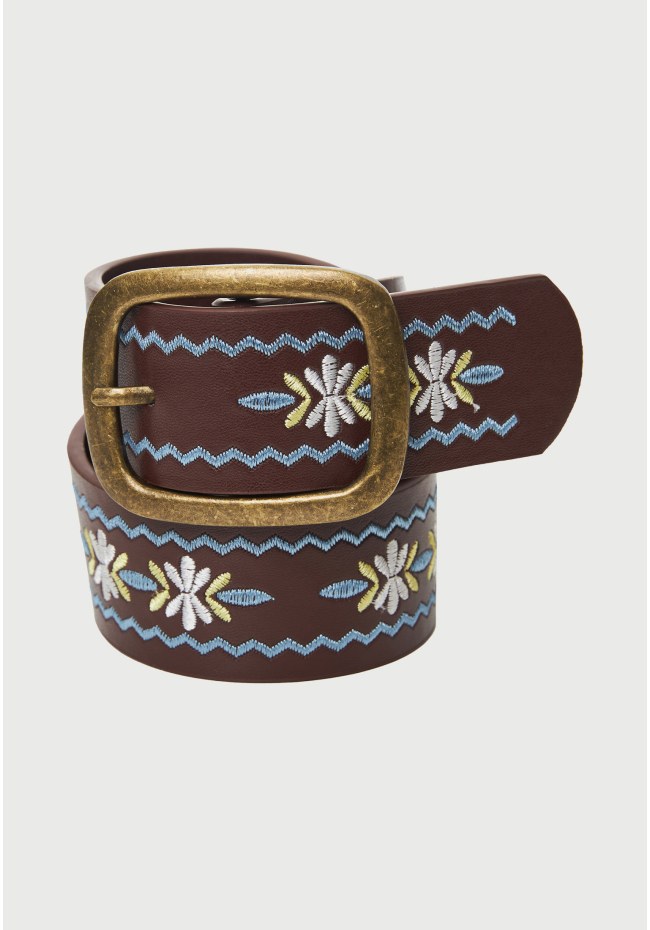 Women's embroidered floral belt
