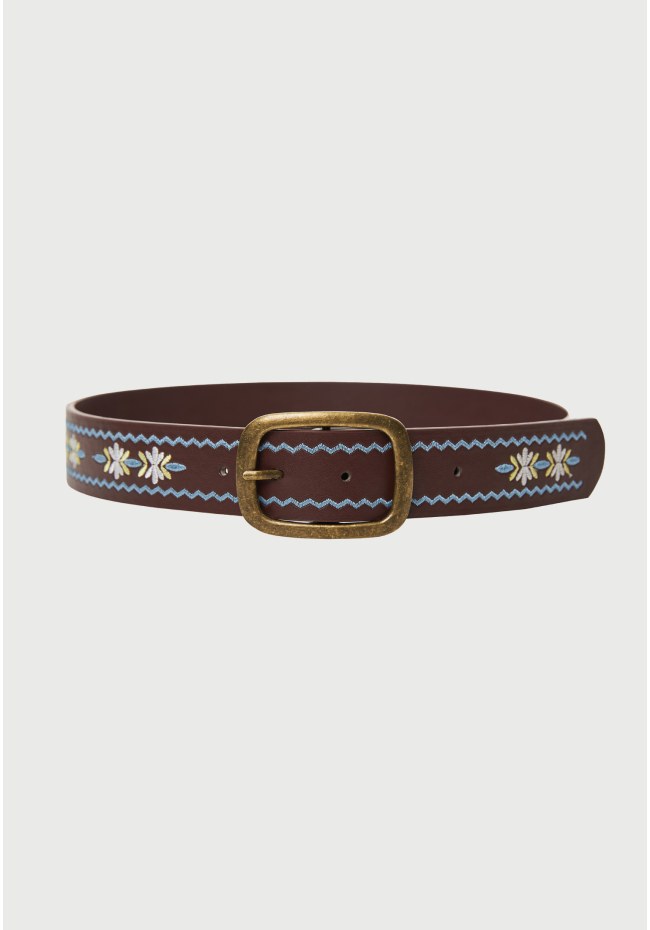 Women's embroidered floral belt