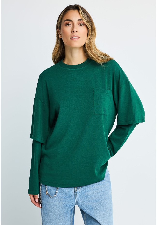 Γυναικεία oversized μπλούζα με layered μανίκι