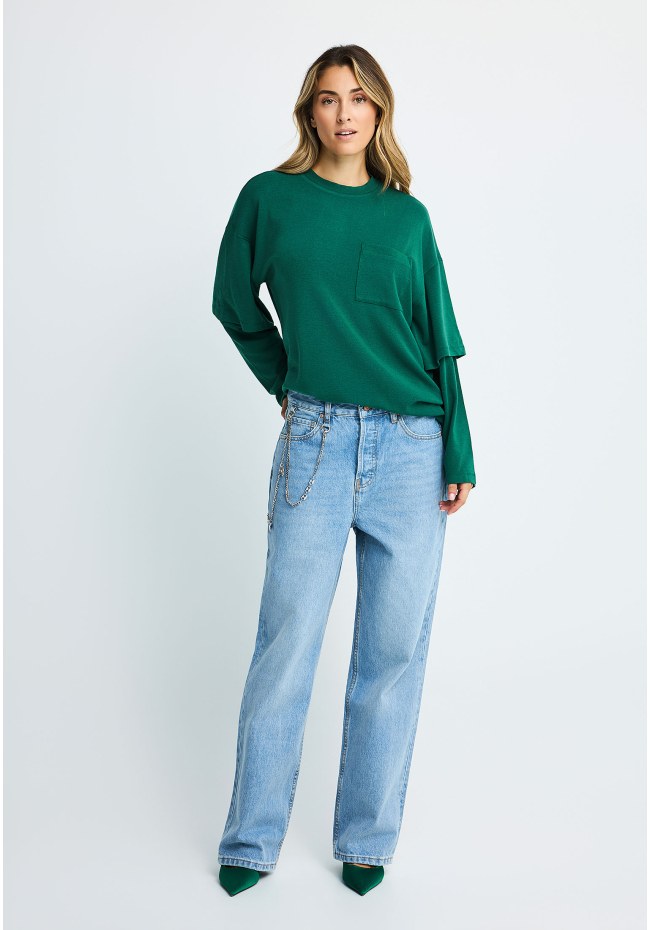 Γυναικεία oversized μπλούζα με layered μανίκι