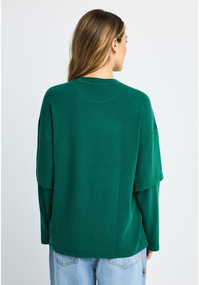 Γυναικεία oversized μπλούζα με layered μανίκι
