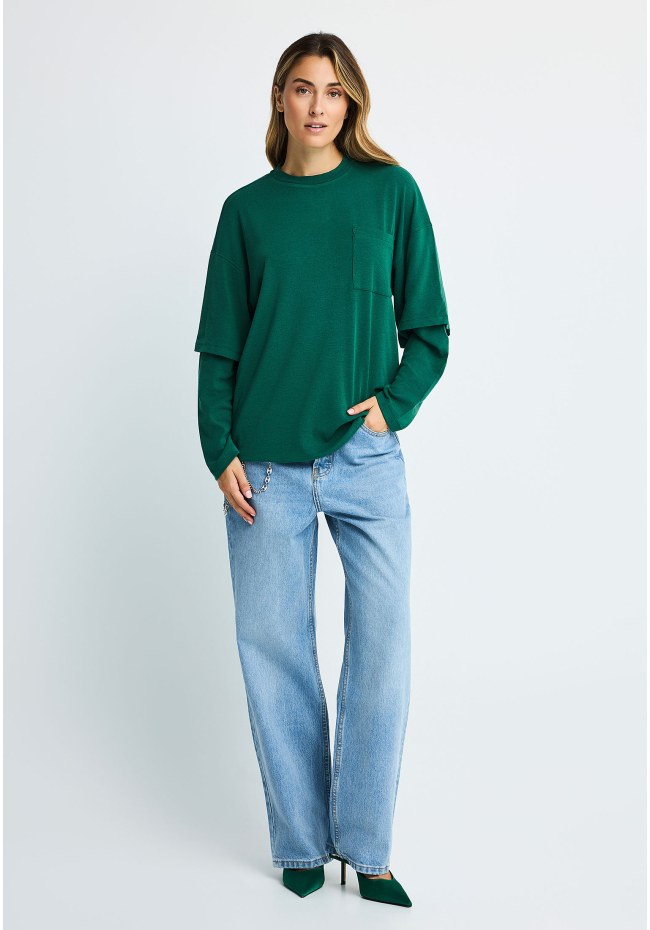 Γυναικεία oversized μπλούζα με layered μανίκι
