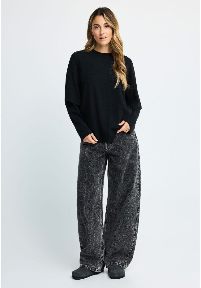 Γυναικεία oversized μπλούζα με layered μανίκι