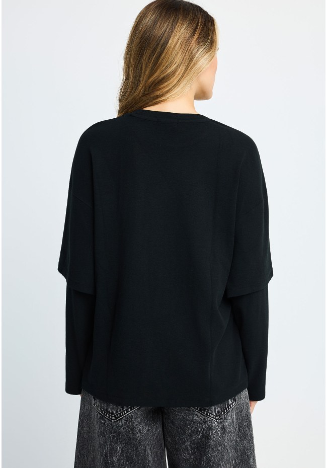 Γυναικεία oversized μπλούζα με layered μανίκι