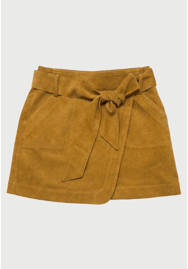 Women's wrap mini skirt with tie belt