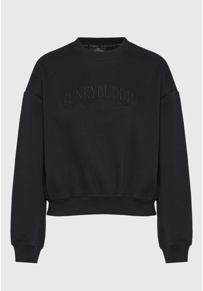 Women's loose crewneck sweatshirt with embroidered logo
