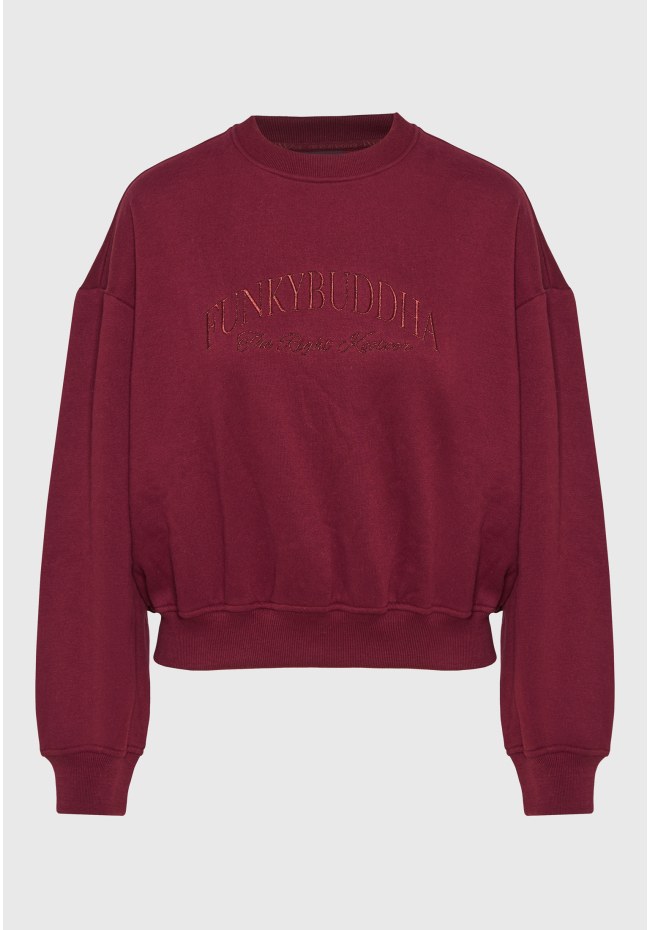 Women's loose crewneck sweatshirt with embroidered logo