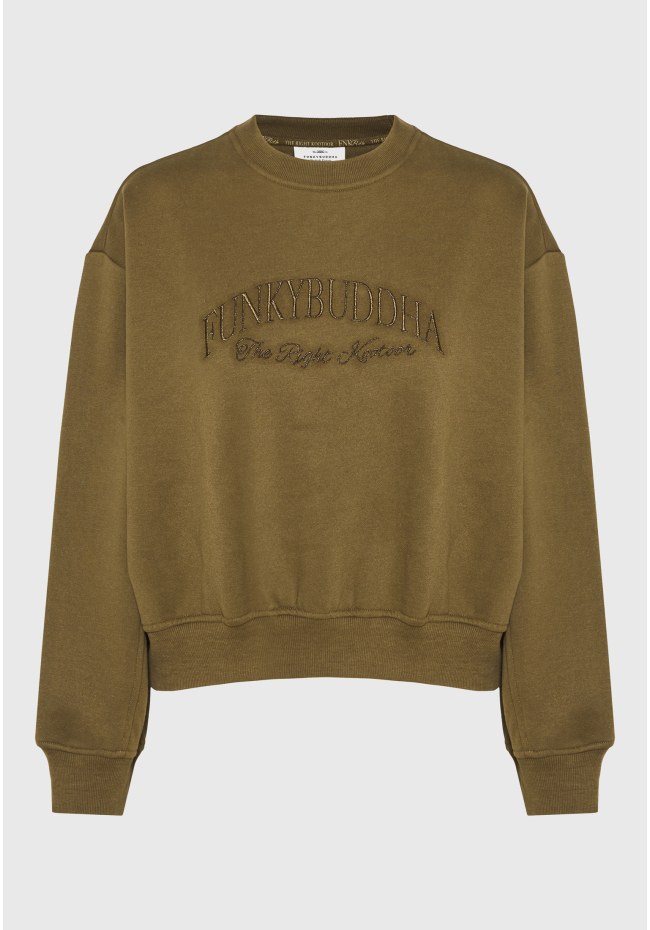 Women's loose crewneck sweatshirt with embroidered logo