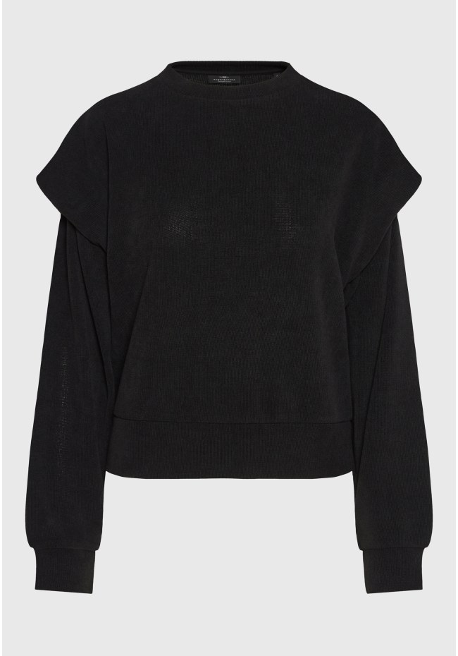 Ribbed sweatshirt with shoulder overlays