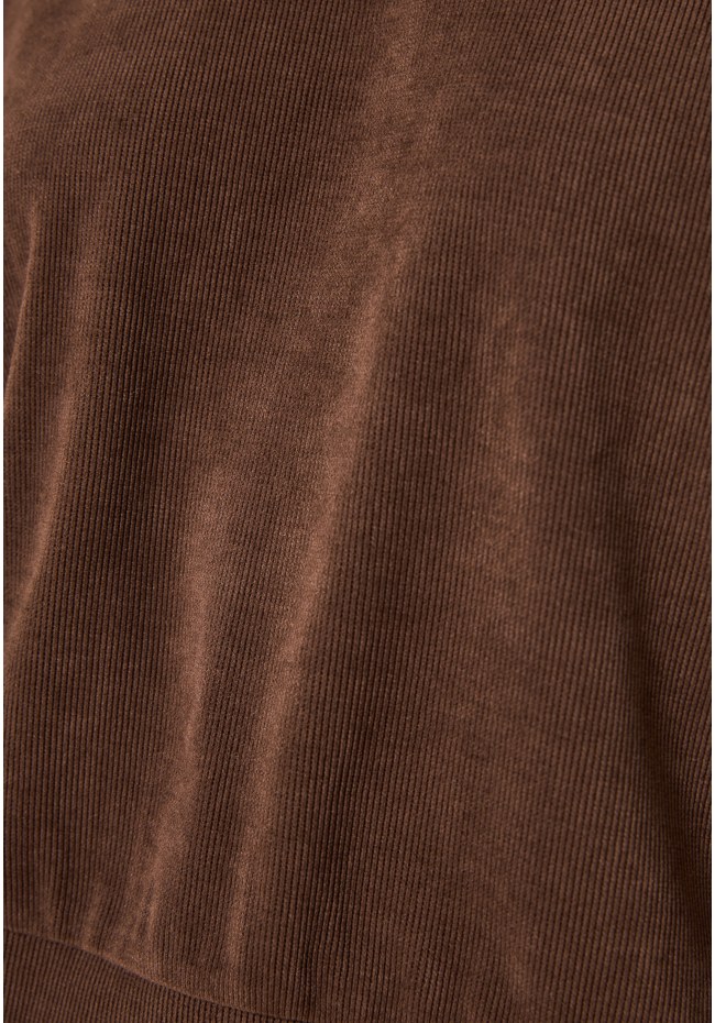 Ribbed sweatshirt with shoulder overlays