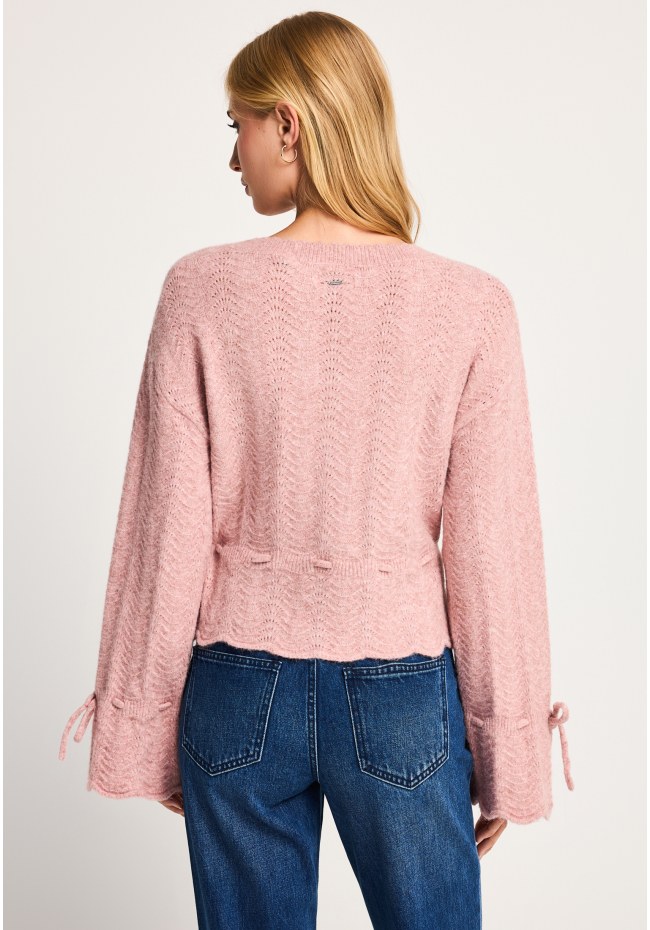 Women's relaxed fit pointelle knit cardigan