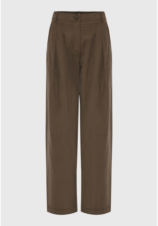 Γυναικείο casual παντελόνι tapered fit με πιέτες