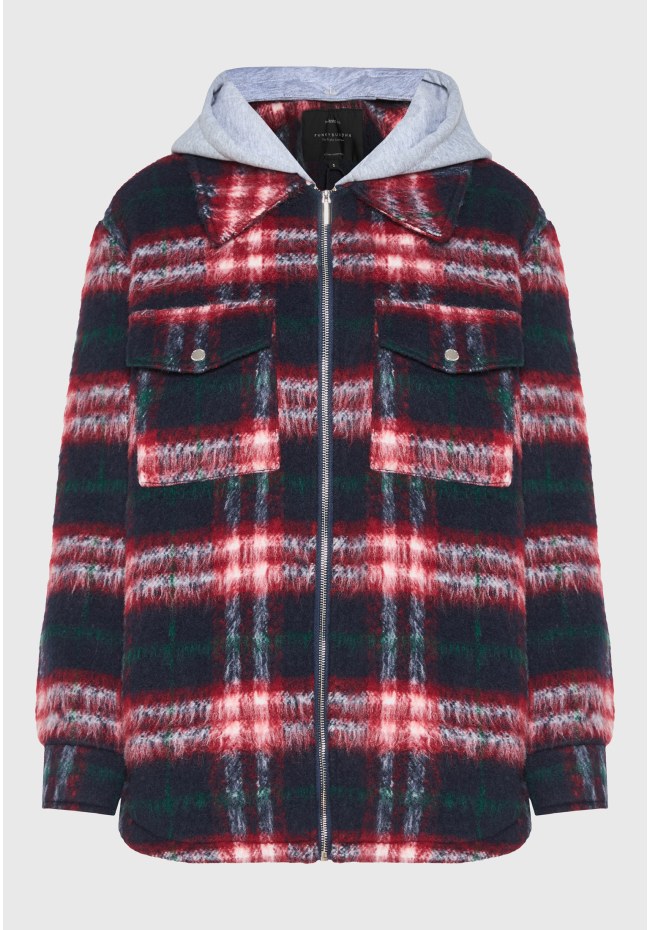 Γυναικείο καρό overshirt με κουκούλα