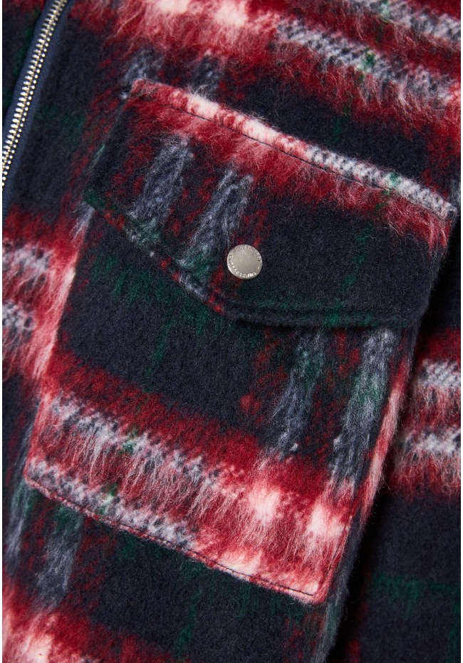 Γυναικείο καρό overshirt με κουκούλα