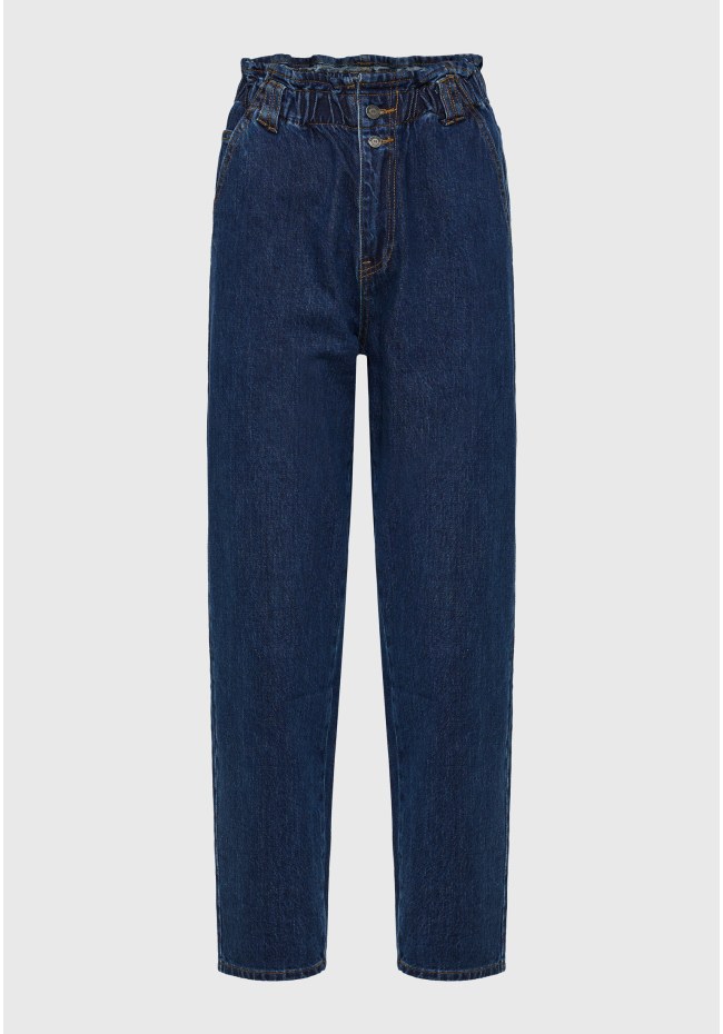 Women's baggy fit jeans with paperbag waist