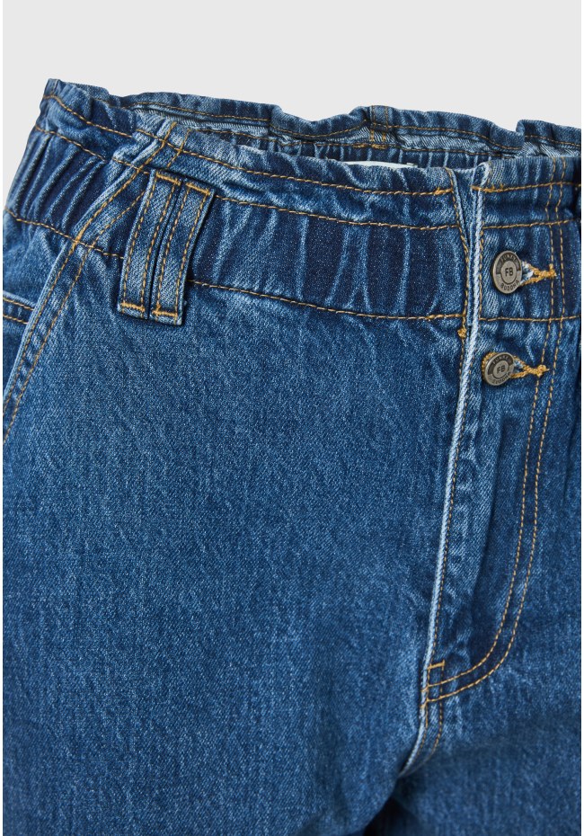 Παντελόνι τζιν baggy fit με λάστιχο στη μέση