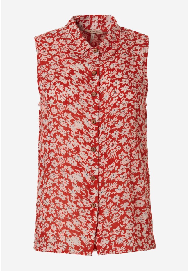 Sleeveless all over printed floral shirt