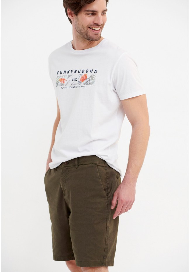 Linen blend chino shorts