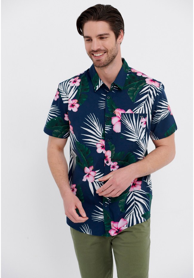 Short sleeve all over printed floral shirt