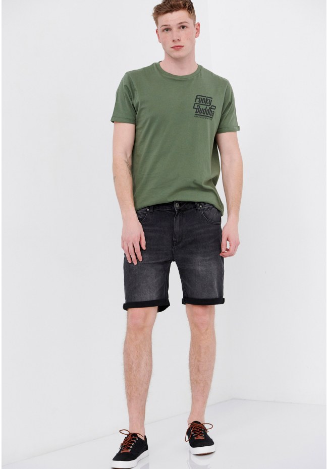 Denim shorts with washed effects