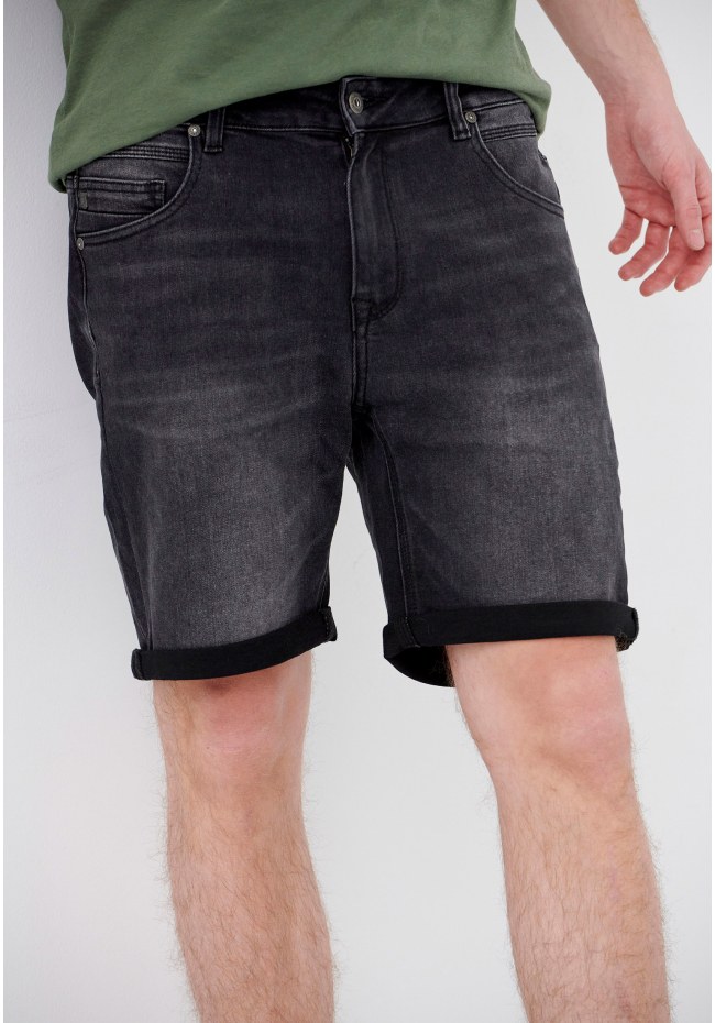 Denim shorts with washed effects